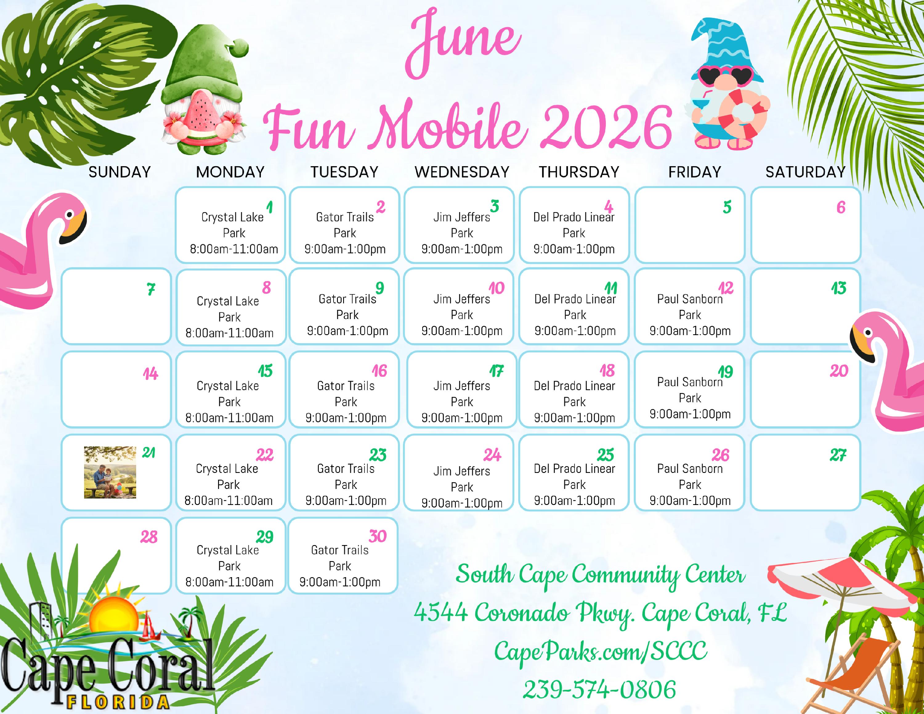 Funmobile June 2026 Calendar